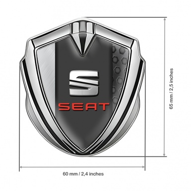 Seat 3D Car Metal Domed Emblem Silver Diverse Plates Base Red Logo