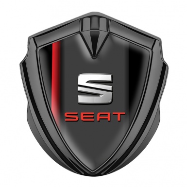 Seat Bodyside Domed Emblem Graphite Black Base Red Logo Sport Stripe