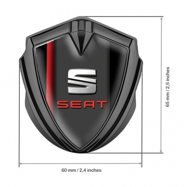 Seat Bodyside Domed Emblem Graphite Black Base Red Logo Sport Stripe