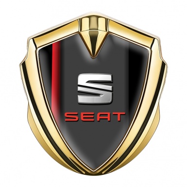 Seat Bodyside Domed Emblem Gold Black Base Red Logo Sport Stripe