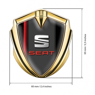 Seat Bodyside Domed Emblem Gold Black Base Red Logo Sport Stripe