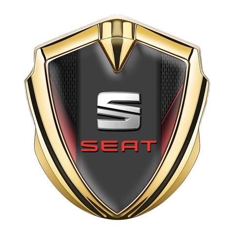 Seat Bodyside Badge Self Adhesive Gold Dark Mesh Red Molding