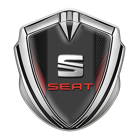 Seat Bodyside Badge Self Adhesive Silver Dark Mesh Red Molding