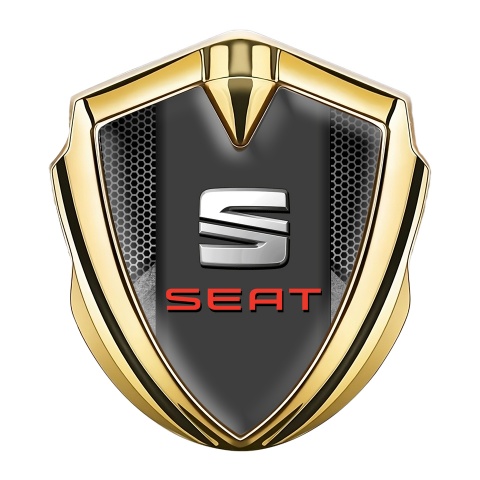 Seat Tuning Emblem Self Adhesive Gold Honeycomb Stone Slate Base