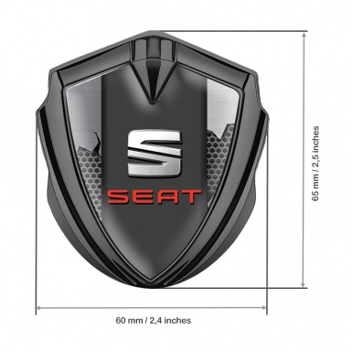 Seat Trunk Emblem Badge Graphite Light Hex Shred Metal Plate Design