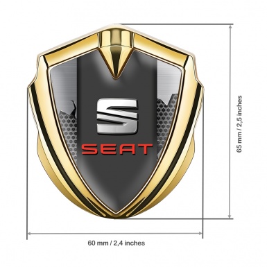 Seat Trunk Emblem Badge Gold Light Hex Shred Metal Plate Design