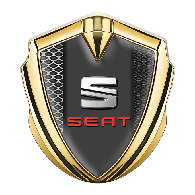 Seat Self Adhesive Bodyside Emblem Gold Metal Net Red Logo Variant