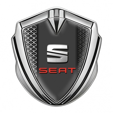 Seat Self Adhesive Bodyside Emblem Silver Metal Net Red Logo Variant