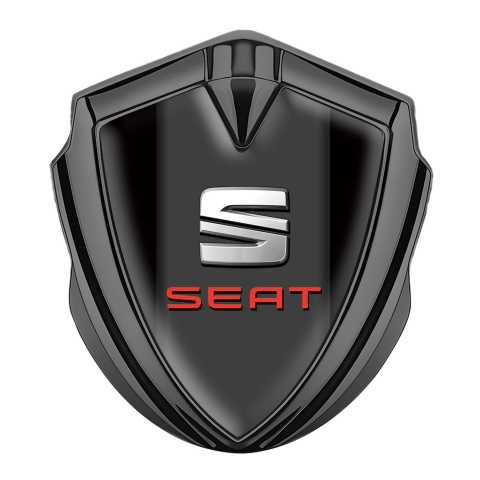 Seat Metal Emblem Self Adhesive Graphite Black Base Beveled Edition
