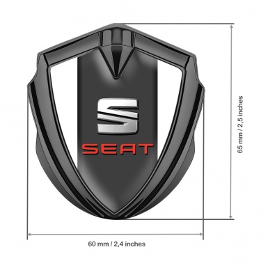 Seat 3D Car Metal Domed Emblem Graphite White Foundation Red Logo