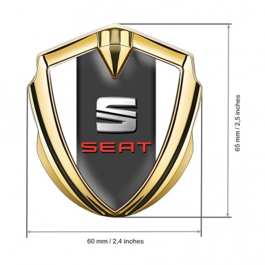 Seat 3D Car Metal Domed Emblem Gold White Foundation Red Logo