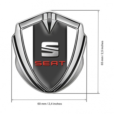 Seat 3D Car Metal Domed Emblem Silver White Foundation Red Logo