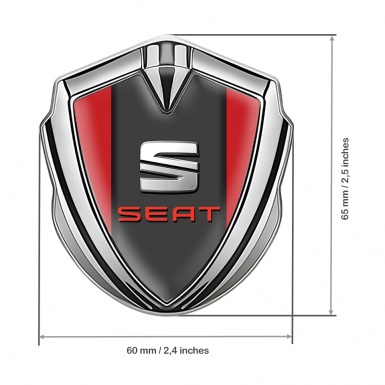 Seat Bodyside Domed Emblem Silver Red Basis Metallic Logo Design