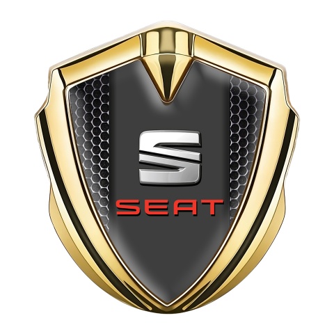 Seat Tuning Emblem Self Adhesive Gold Dark Grate Red Logo Variant
