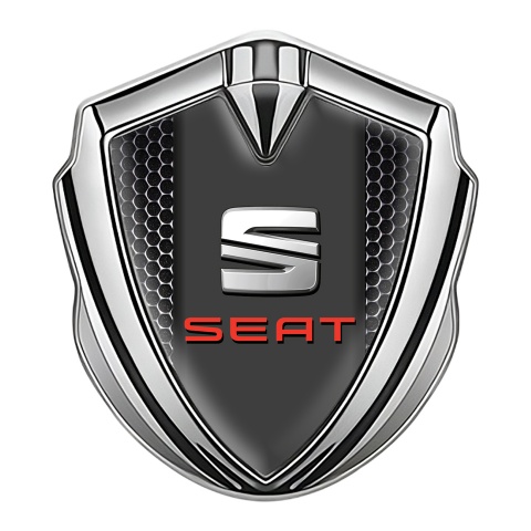 Seat Tuning Emblem Self Adhesive Silver Dark Grate Red Logo Variant