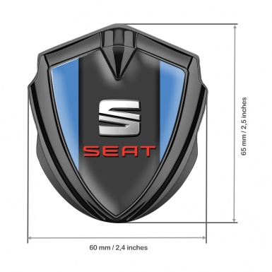 Seat Fender Emblem Badge Graphite Blue Center Pilon Red Logo
