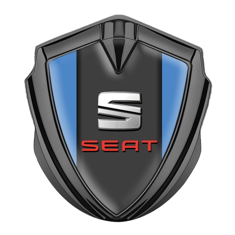 Seat Fender Emblem Badge Graphite Blue Center Pilon Red Logo