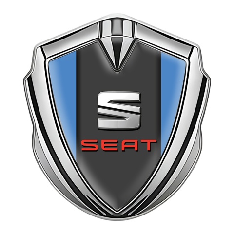 Seat Fender Emblem Badge Silver Blue Center Pilon Red Logo