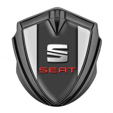 Seat Fender Metal Domed Emblem Graphite Grey Dark Pilon Red Stamp