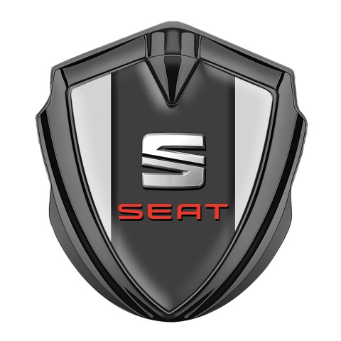 Seat Fender Metal Domed Emblem Graphite Grey Dark Pilon Red Stamp