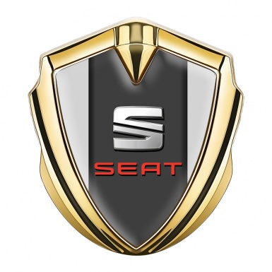 Seat Fender Metal Domed Emblem Gold Grey Dark Pilon Red Stamp