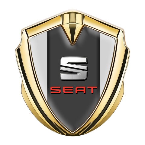Seat Fender Metal Domed Emblem Gold Grey Dark Pilon Red Stamp