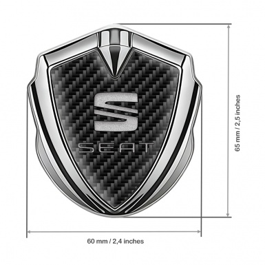 Seat Trunk Emblem Badge Silver Dark Carbon Gradual Noise Logo