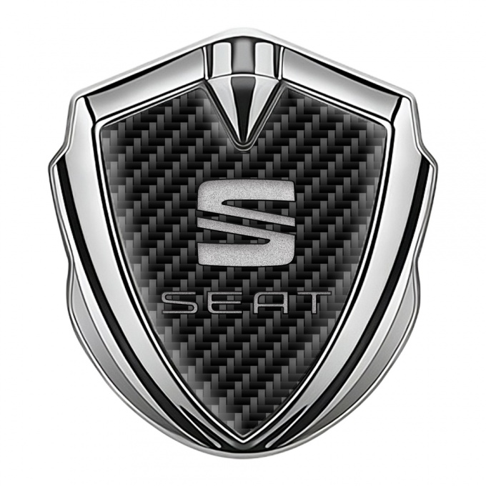 Seat Trunk Emblem Badge Silver Dark Carbon Gradual Noise Logo