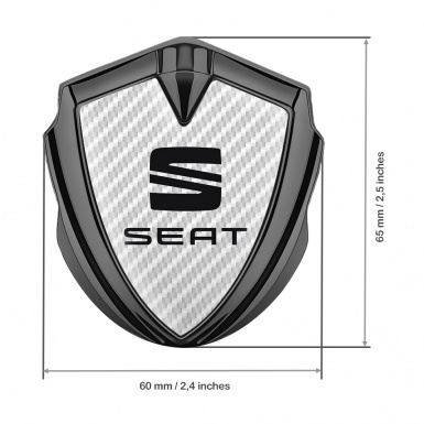 Seat Metal Emblem Self Adhesive Graphite White Carbon Classic Logo