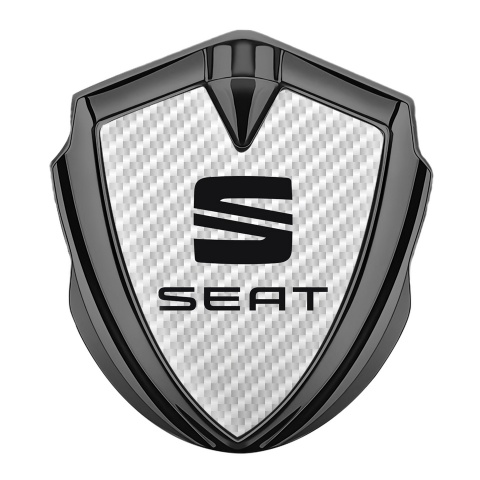 Seat Metal Emblem Self Adhesive Graphite White Carbon Classic Logo