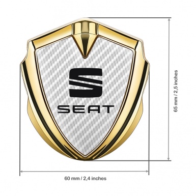 Seat Metal Emblem Self Adhesive Gold White Carbon Classic Logo