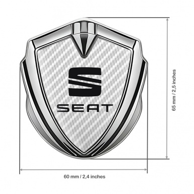 Seat Metal Emblem Self Adhesive Silver White Carbon Classic Logo