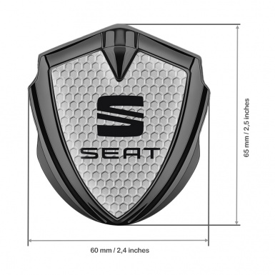 Seat 3D Car Metal Domed Emblem Graphite Grey Honeycomb Clean Logo