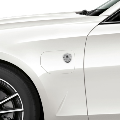 Seat 3D Car Metal Domed Emblem Silver Grey Honeycomb Clean Logo