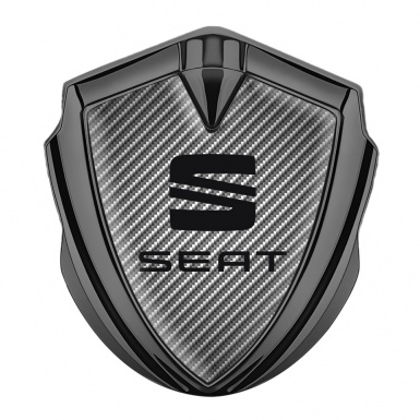 Seat Tuning Emblem Self Adhesive Graphite Light Carbon Fiber Black Logo