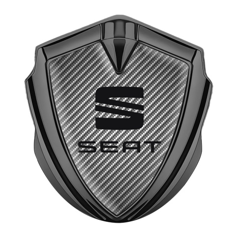 Seat Tuning Emblem Self Adhesive Graphite Light Carbon Fiber Black Logo