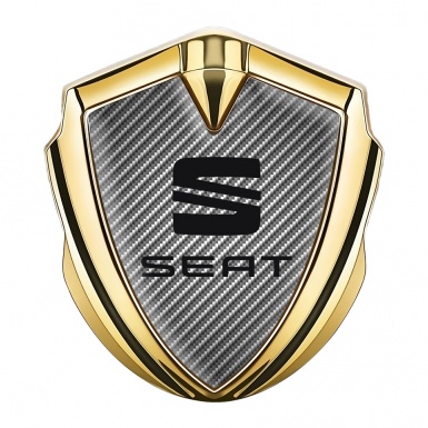 Seat Tuning Emblem Self Adhesive Gold Light Carbon Fiber Black Logo