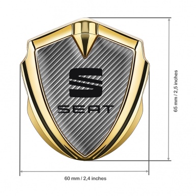 Seat Tuning Emblem Self Adhesive Gold Light Carbon Fiber Black Logo