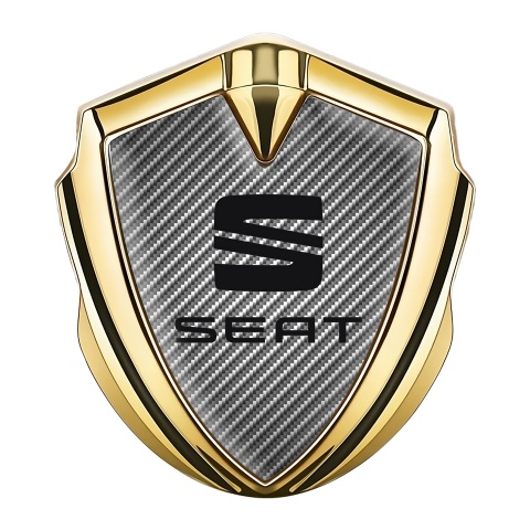 Seat Tuning Emblem Self Adhesive Gold Light Carbon Fiber Black Logo