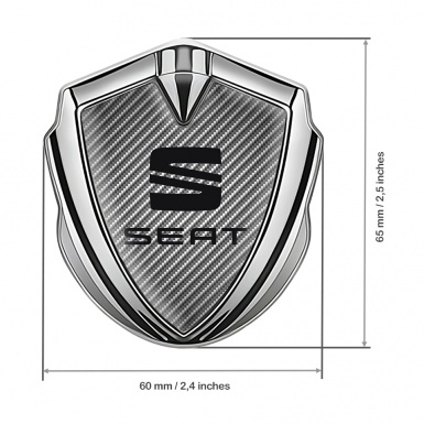 Seat Tuning Emblem Self Adhesive Silver Light Carbon Fiber Black Logo