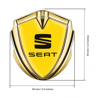 Seat Fender Metal Domed Emblem Gold Yellow Base Black Clean Logo