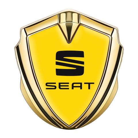 Seat Fender Metal Domed Emblem Gold Yellow Base Black Clean Logo