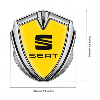 Seat Fender Metal Domed Emblem Silver Yellow Base Black Clean Logo