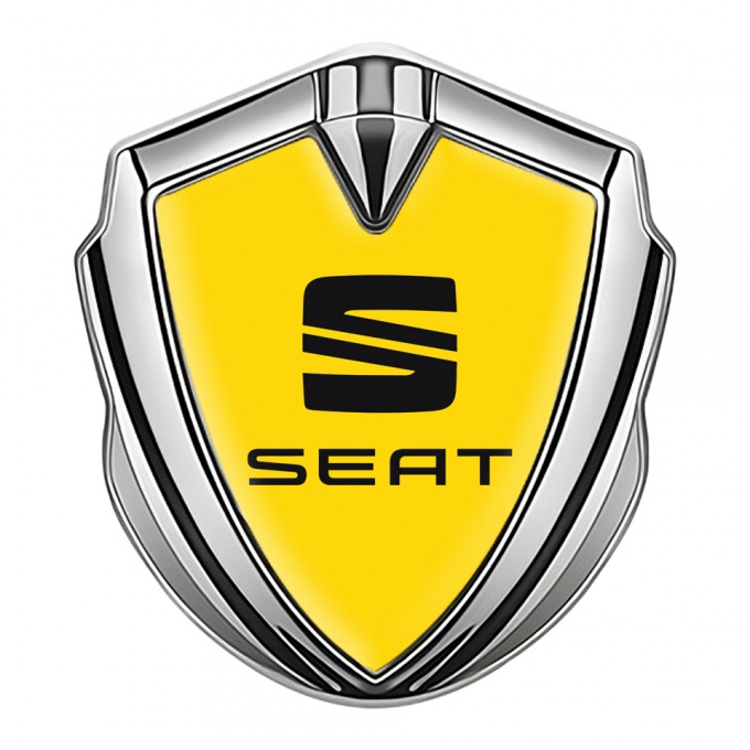 Seat Fender Metal Domed Emblem Silver Yellow Base Black Clean Logo