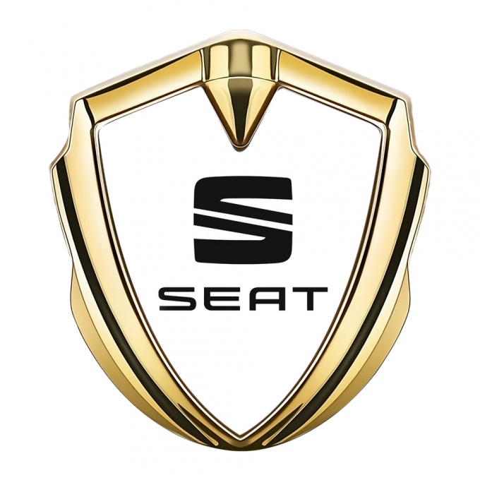 Seat Self Adhesive Bodyside Emblem Gold White Base Black Logo