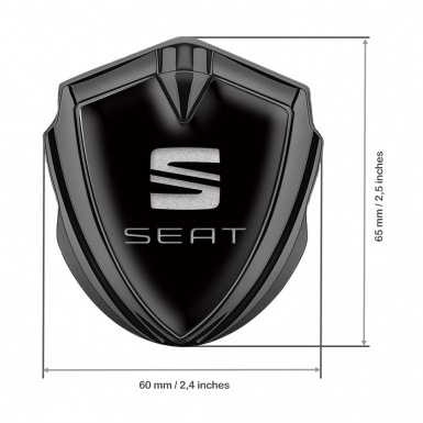 Seat Metal Emblem Self Adhesive Graphite Black Base Sandy Logo Design