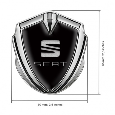 Seat Metal Emblem Self Adhesive Silver Black Base Sandy Logo Design