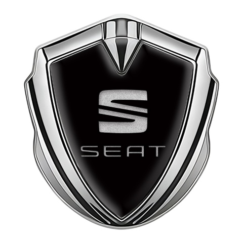 Seat Metal Emblem Self Adhesive Silver Black Base Sandy Logo Design