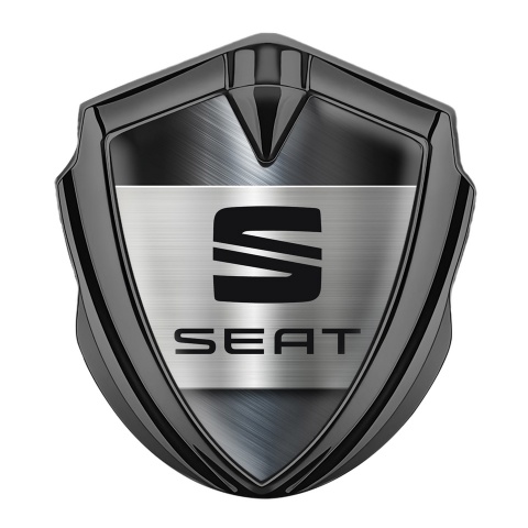 Seat 3D Car Metal Domed Emblem Graphite Forged Steel Effect Edition