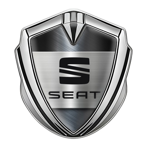 Seat 3D Car Metal Domed Emblem Silver Forged Steel Effect Edition